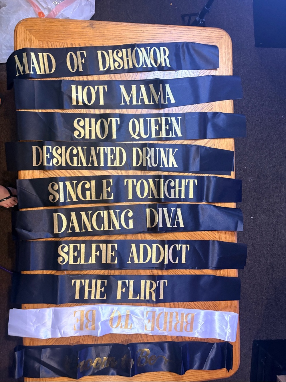 Bachelorette Sashes Set - Black with Gold Lettering